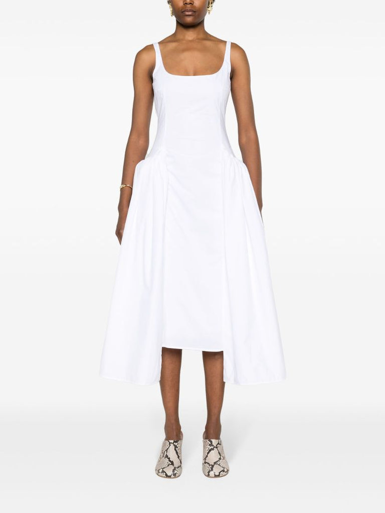 White Vezile Gathered Organic Cotton Dress