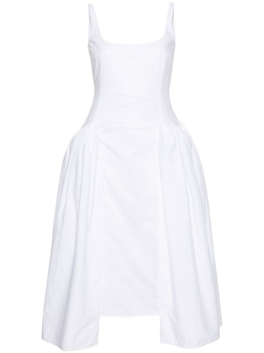 White Vezile Gathered Organic Cotton Dress