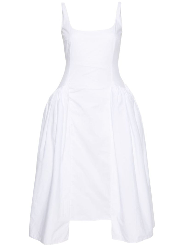 White Vezile Gathered Organic Cotton Dress