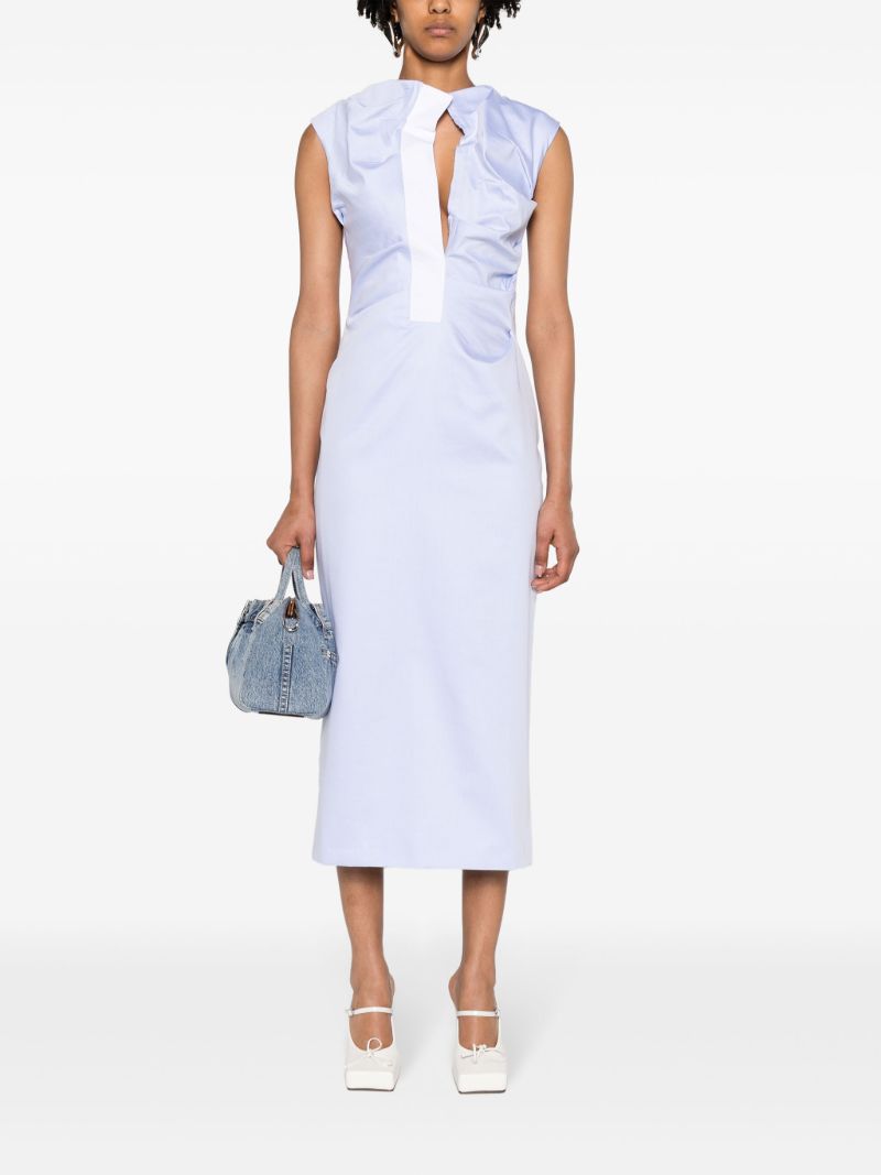 Blue Salmson Gathered Midi Dress