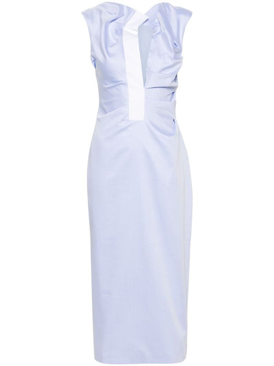 Blue Salmson Gathered Midi Dress
