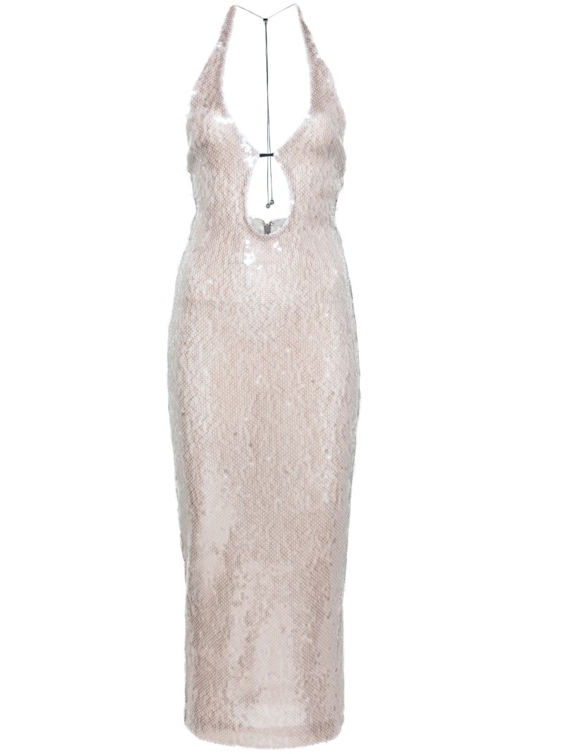 Grey Sola Sequin-embellished Midi Dress