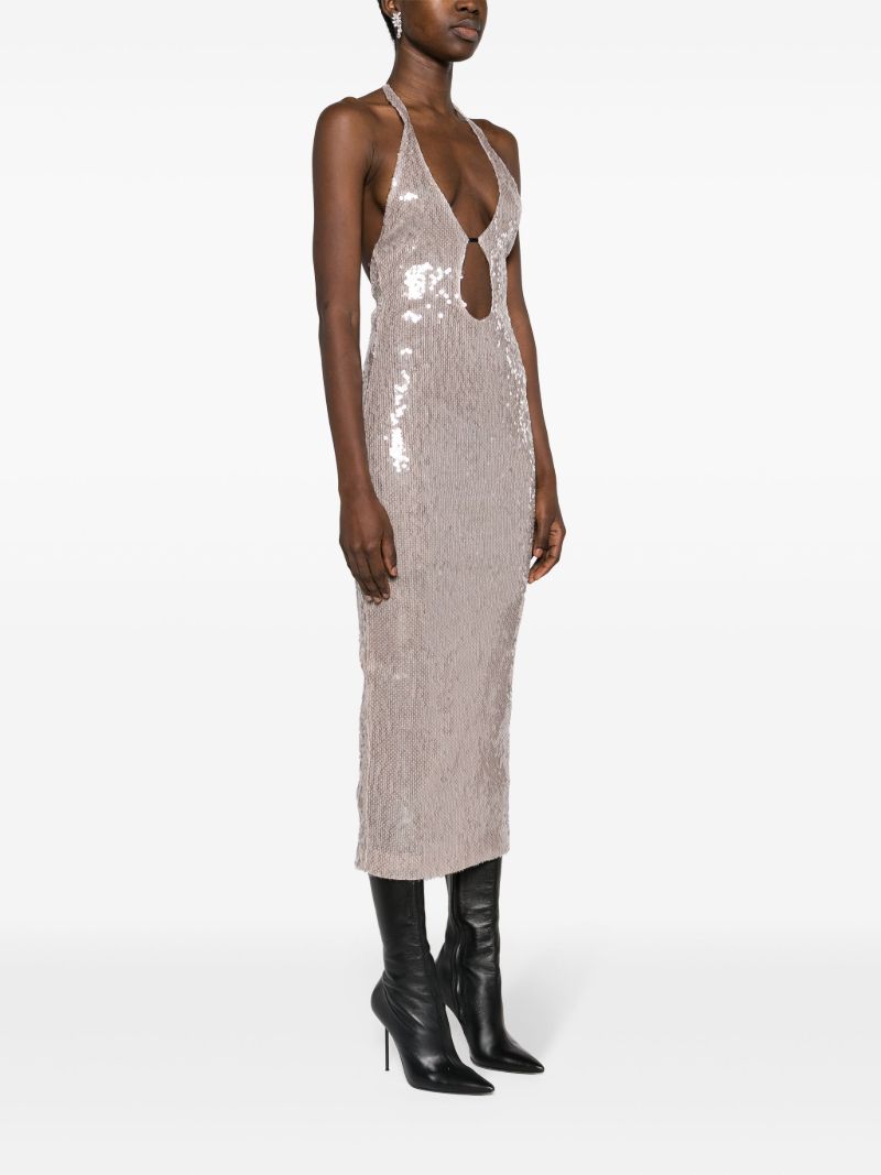 Grey Sola Sequin-embellished Midi Dress