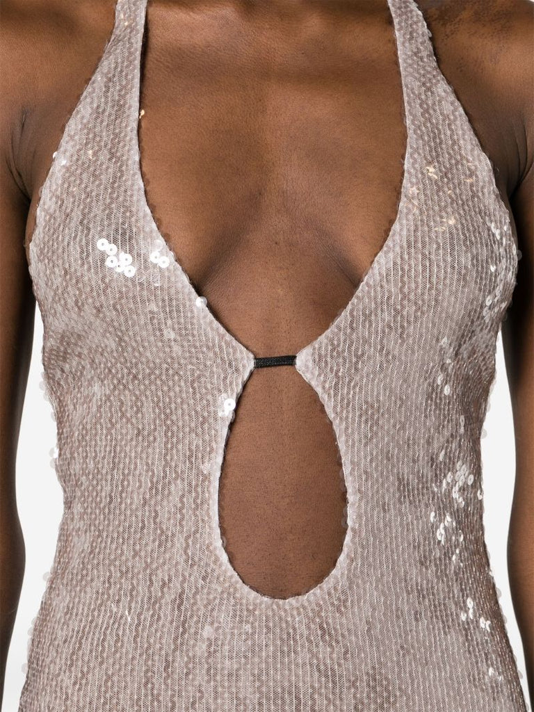 Grey Sola Sequin-embellished Midi Dress