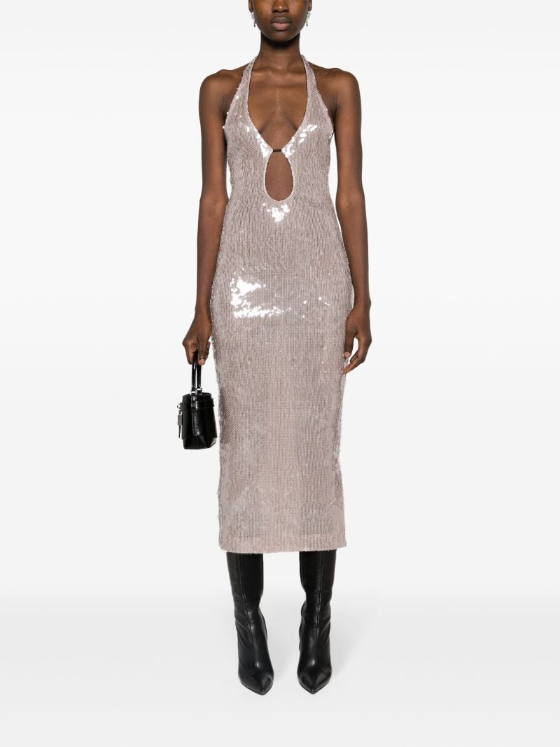 Grey Sola Sequin-embellished Midi Dress