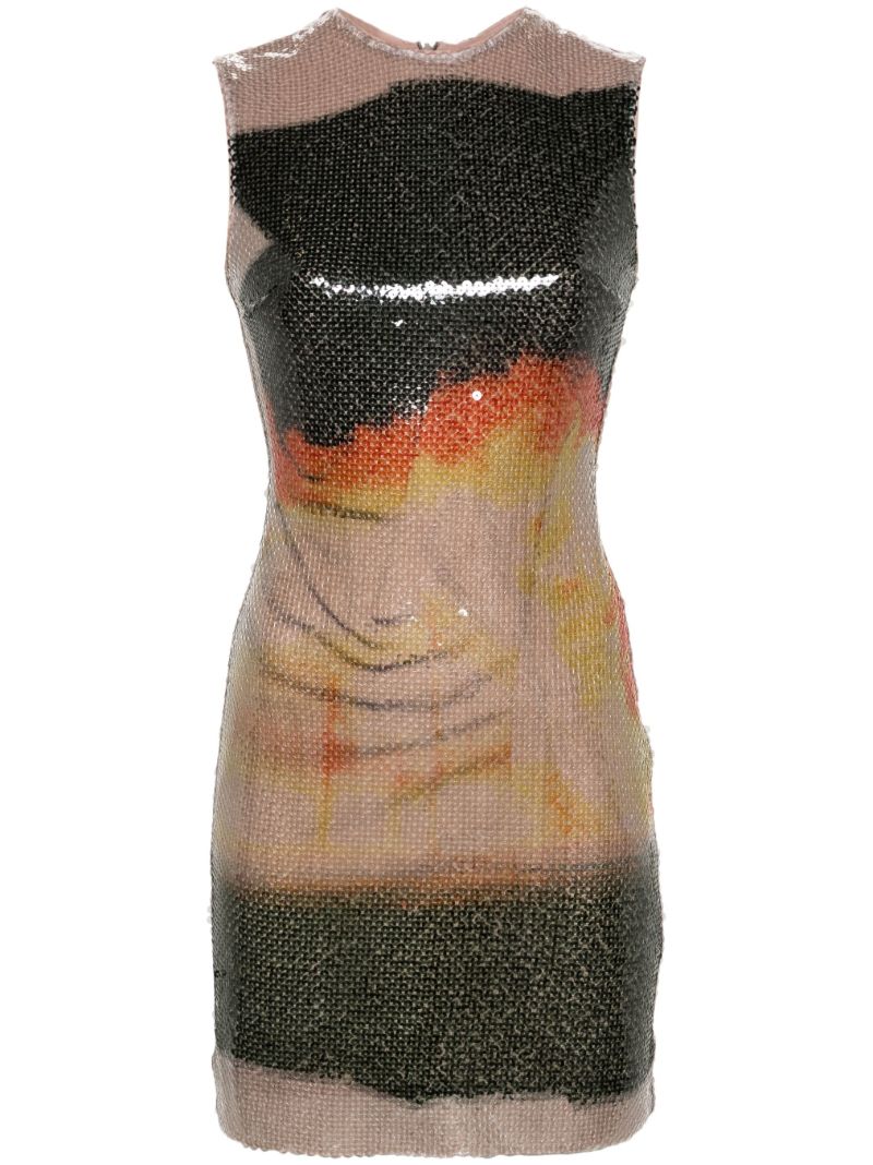 Neutral Aveo Sequin Mini Dress