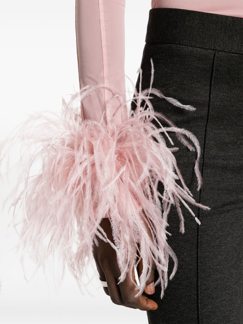 Pink Alero Feather-trim Blouse