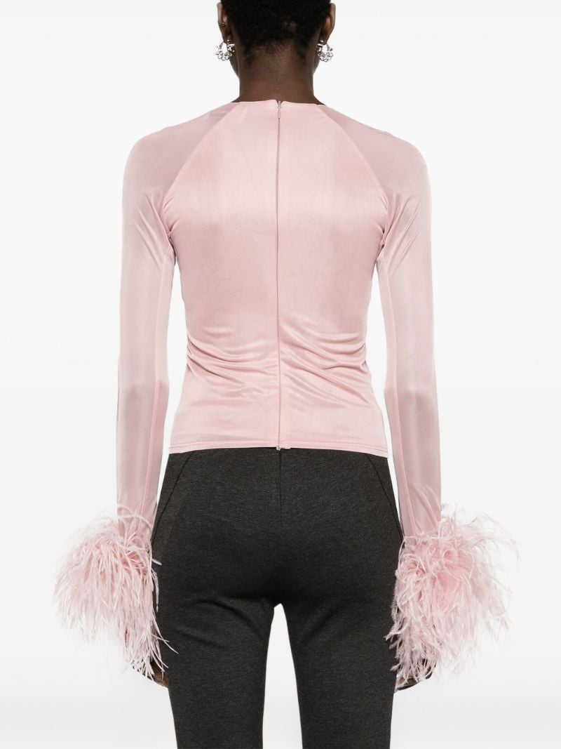 Pink Alero Feather-trim Blouse