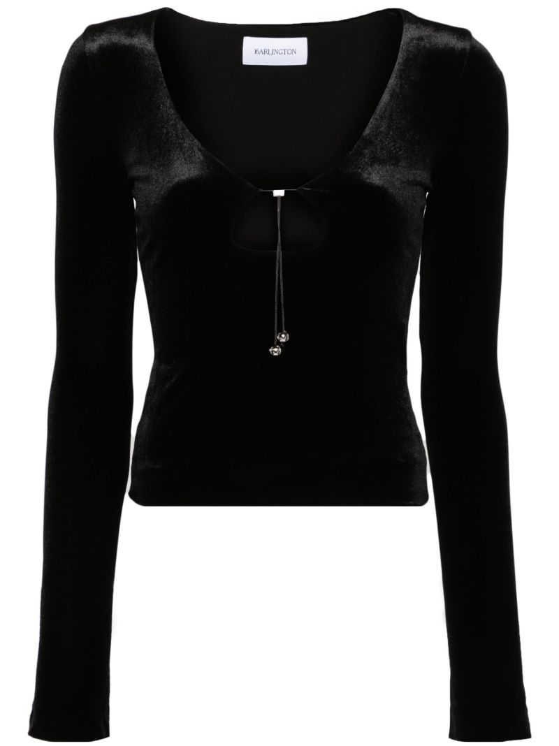 Black Solaris Cut-out Velvet Top