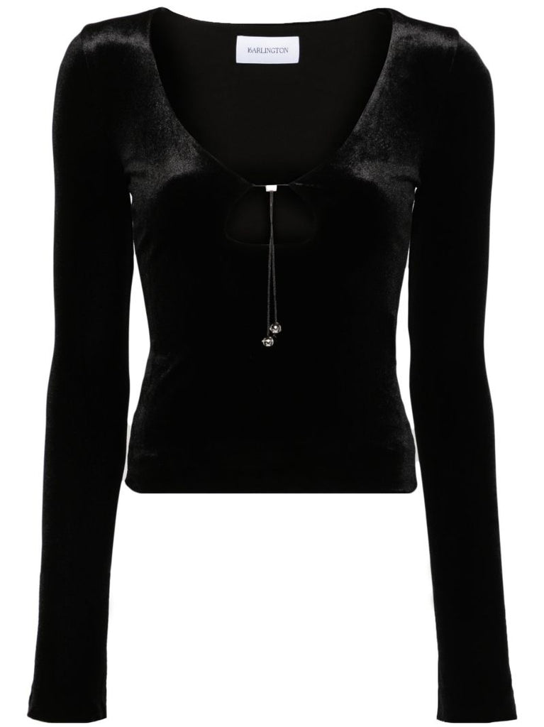 Black Solaris Cut-out Velvet Top