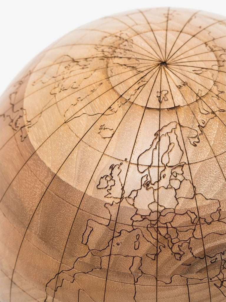 Brown Engraved Wooden Globe