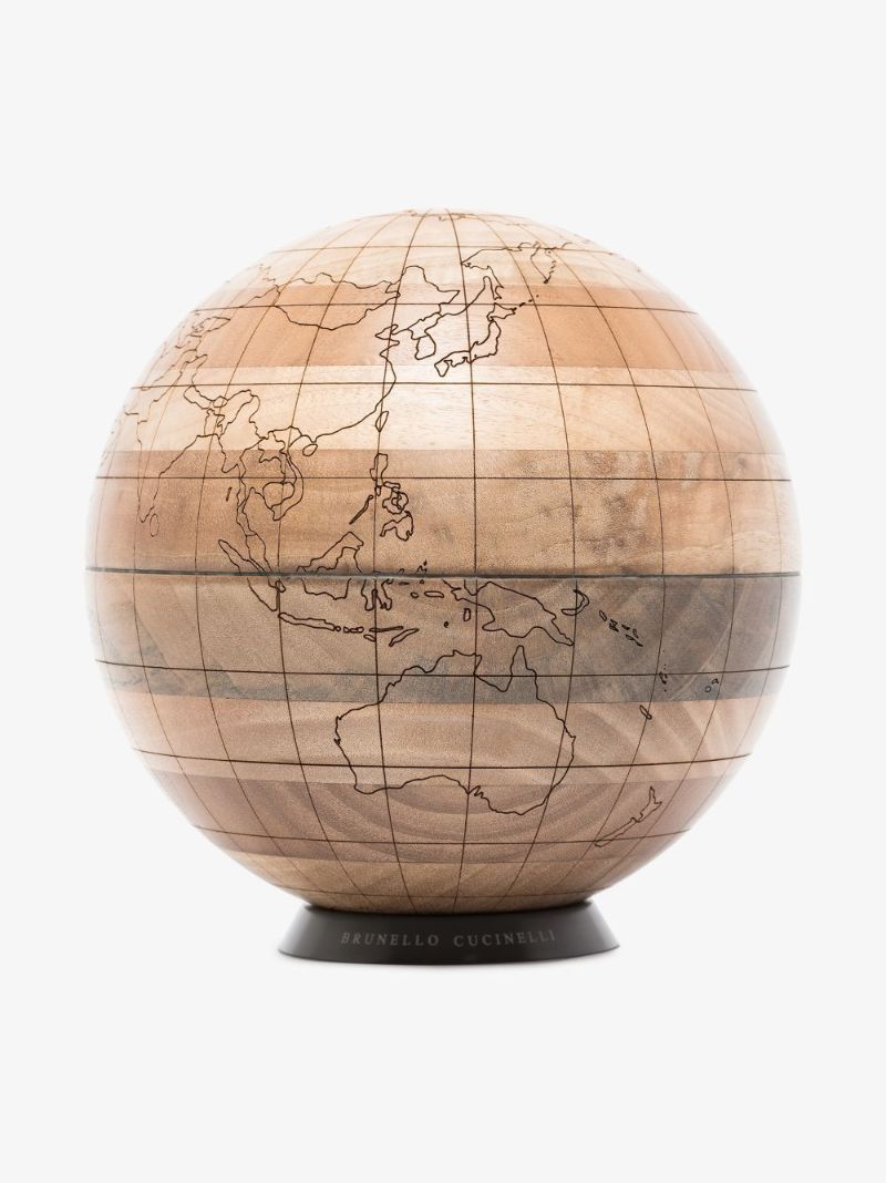 Brown Engraved Wooden Globe