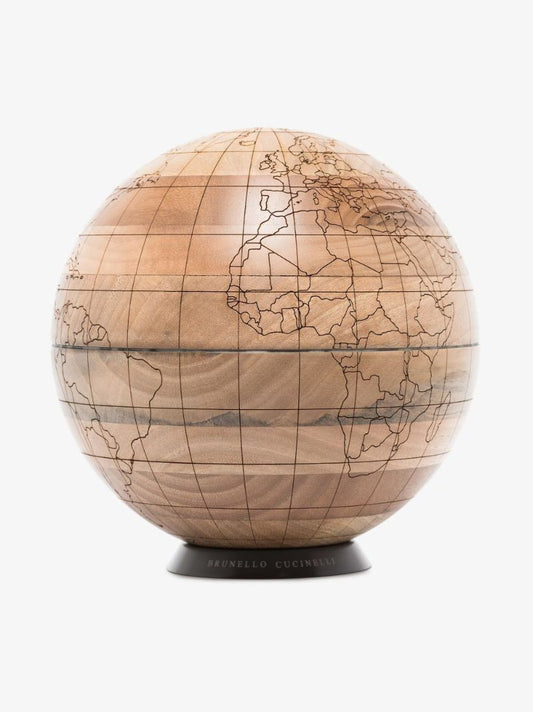 Brown Engraved Wooden Globe