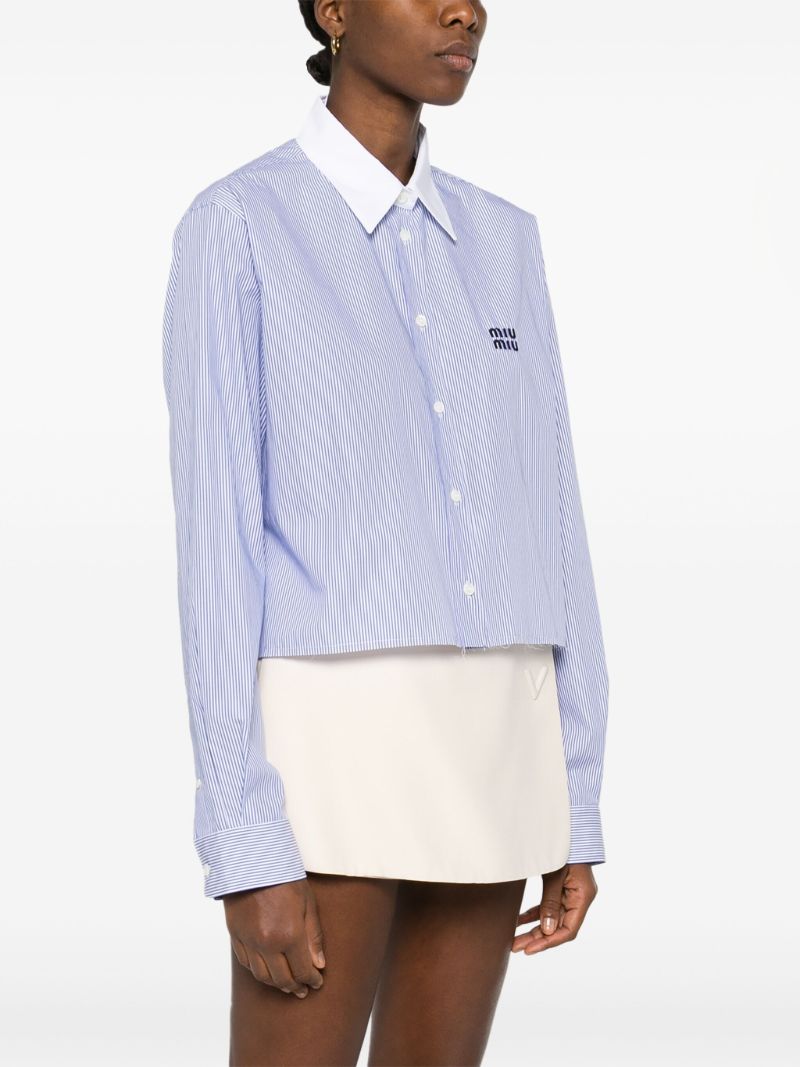 Blue Logo-embroidered Striped Shirt