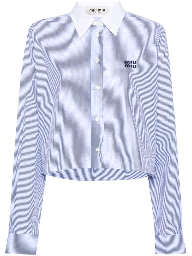 Blue Logo-embroidered Striped Shirt