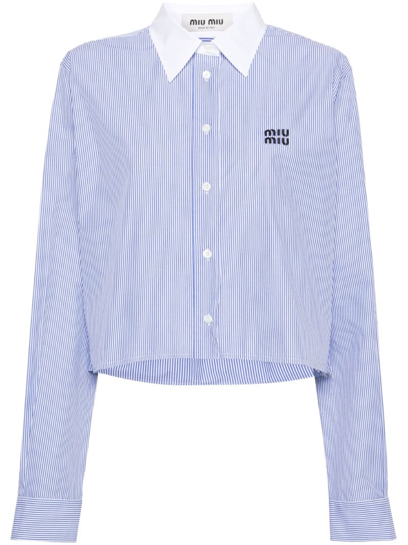 Blue Logo-embroidered Striped Shirt