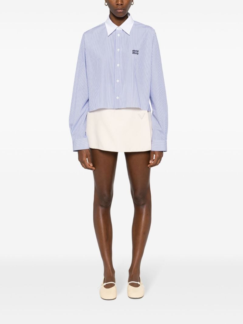 Blue Logo-embroidered Striped Shirt