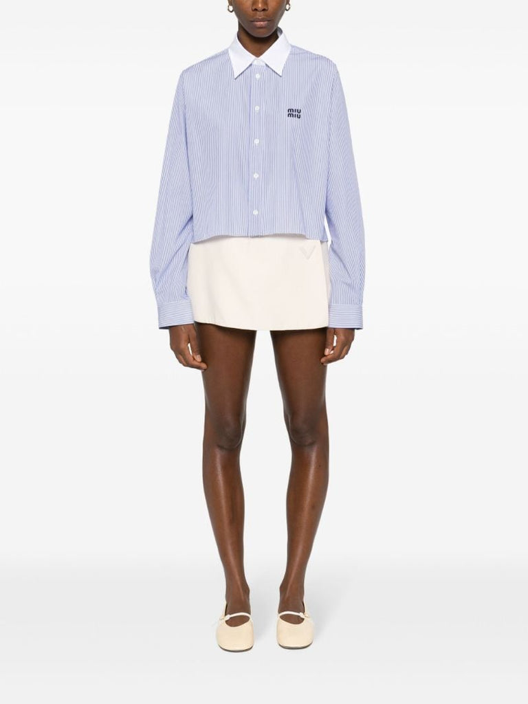 Blue Logo-embroidered Striped Shirt