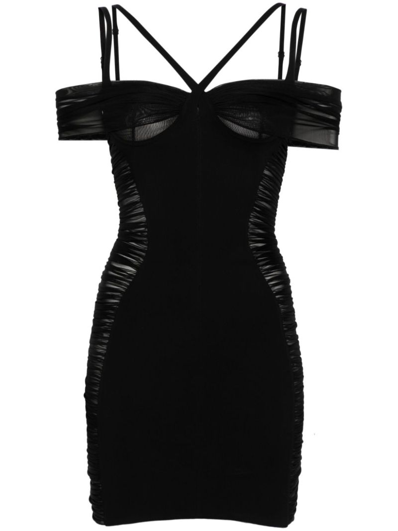 Black Ruched Panelled Mini Dress