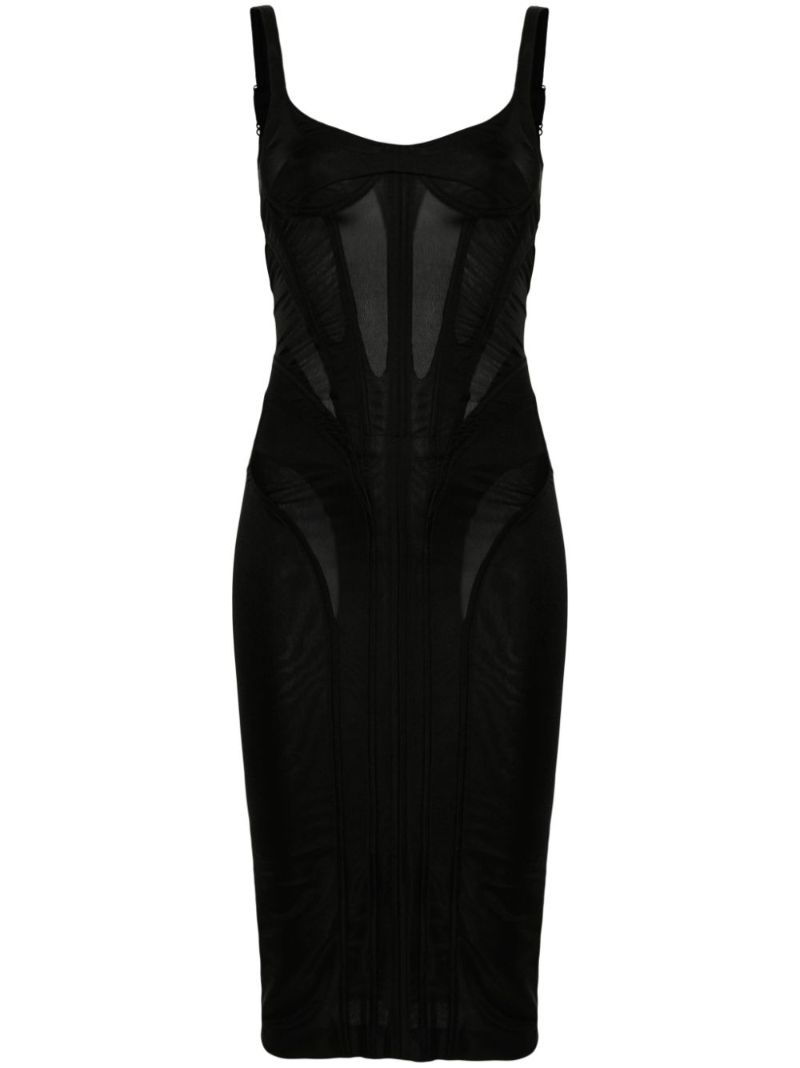 Black Corseted Midi Dress
