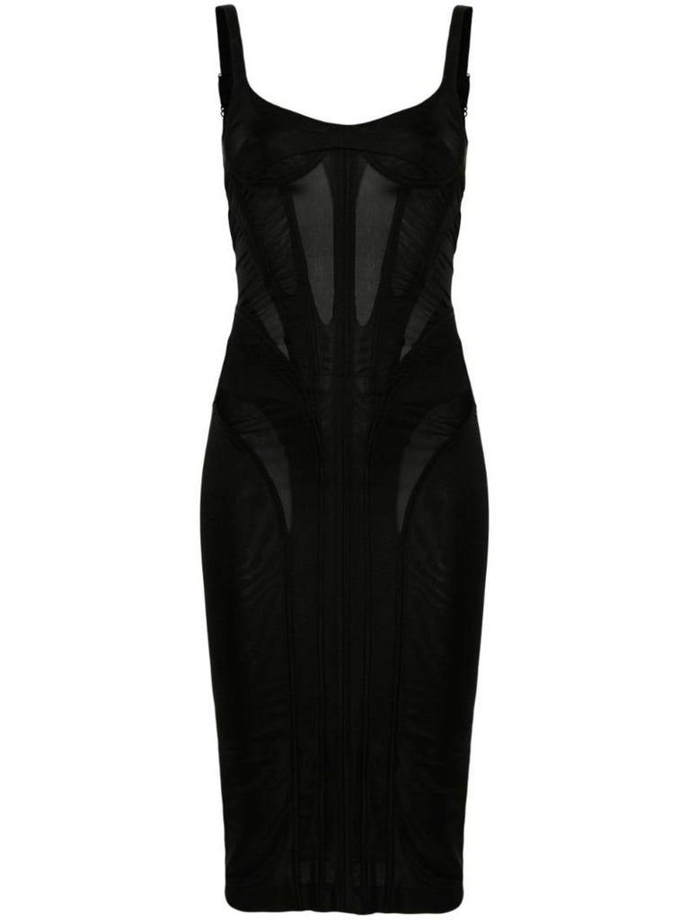 Black Corseted Midi Dress