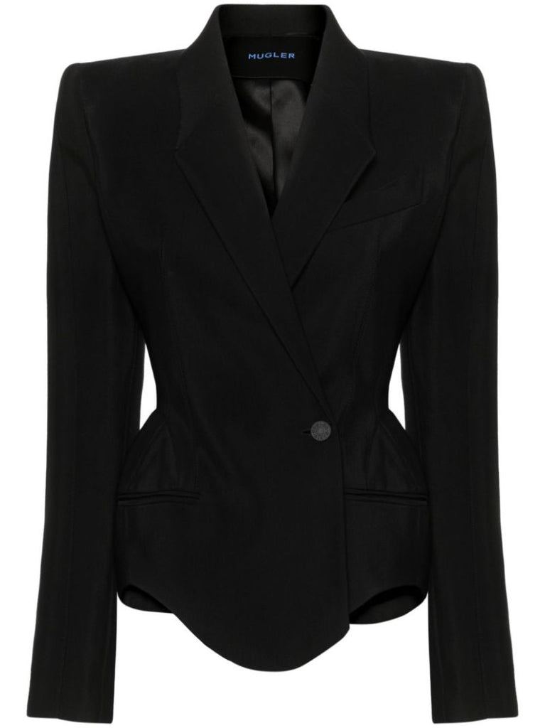 Black Mugler Signature Single-breasted Blazer