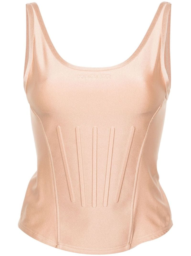 Brown Corseted Satin Tank Top