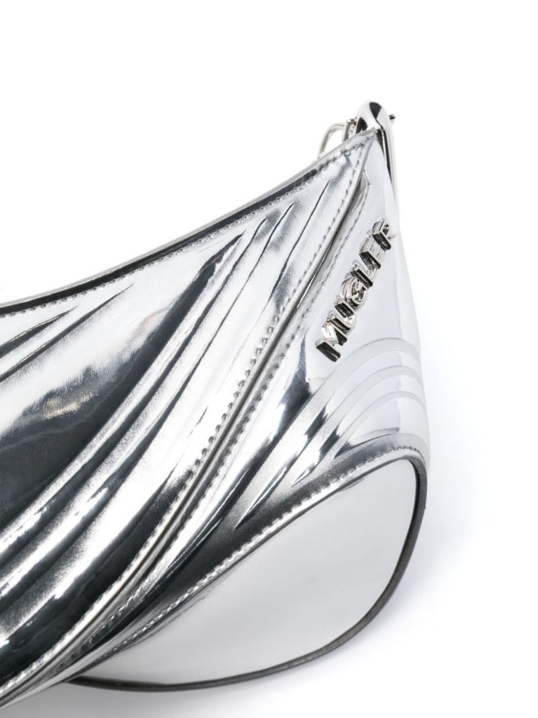 Silver-tone Spiral Curve 01 Small Cross Body Bag