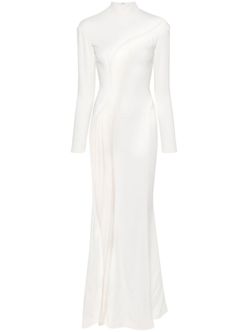 White Tulle-insert Maxi Dress