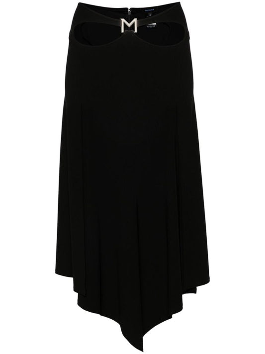 Black Logo-plaque Midi Skirt