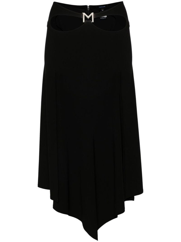 Black Logo-plaque Midi Skirt