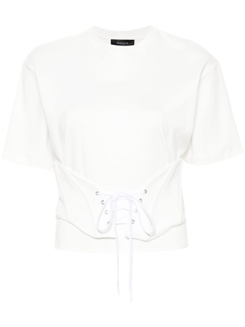 White Corseted Cotton T-shirt