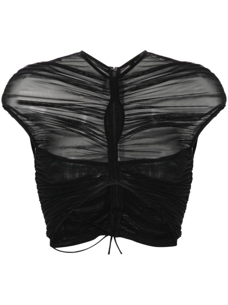 Black Mesh Crop Top