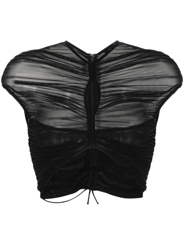 Black Mesh Crop Top