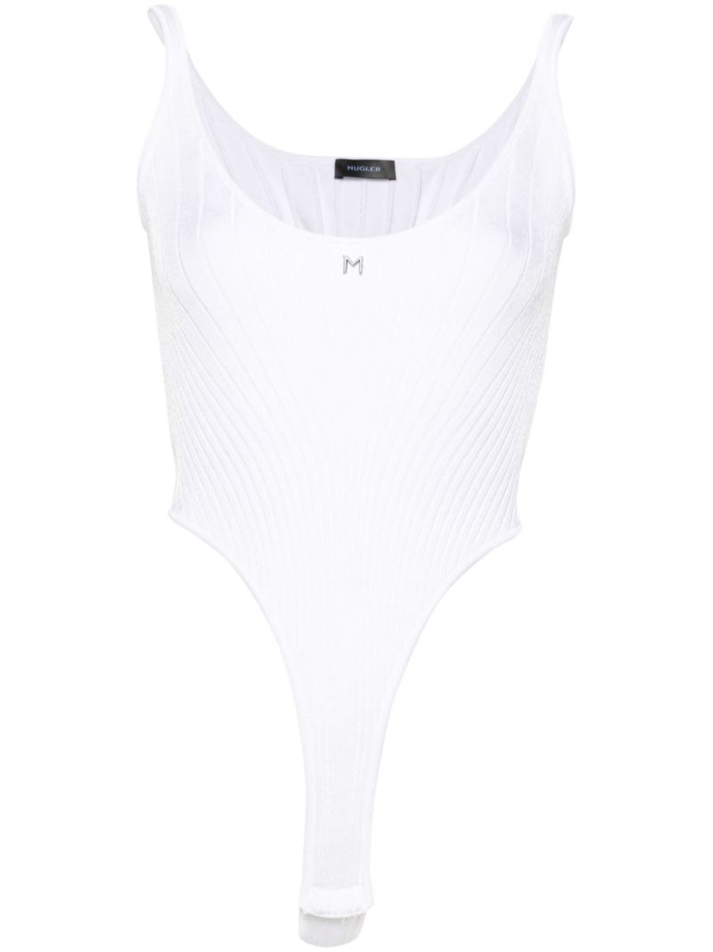 White Ribbed Tank Bodysuit