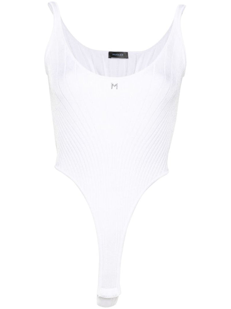 White Ribbed Tank Bodysuit