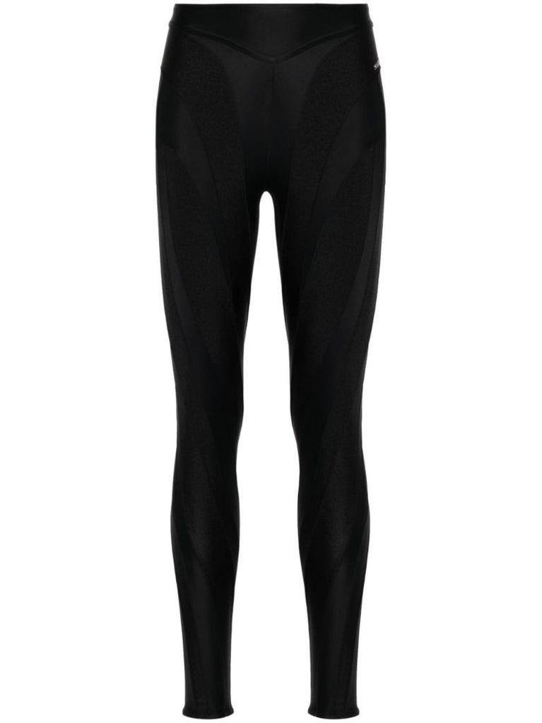 Black Spiral Panelled Leggings