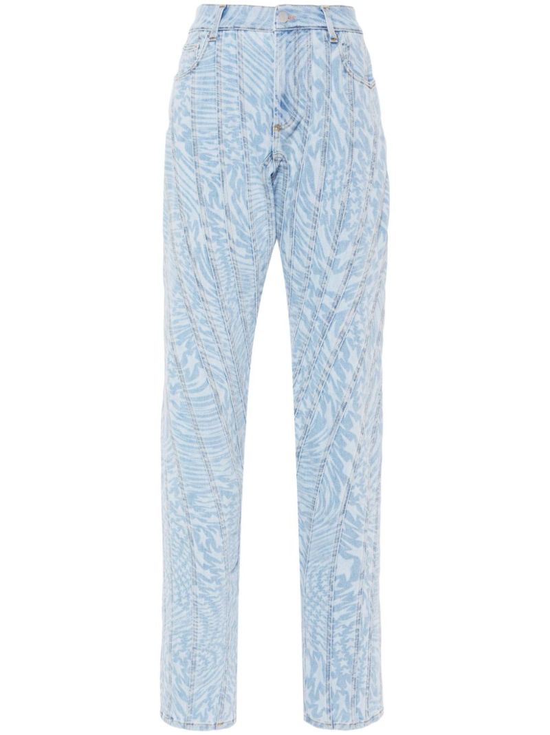 Blue Star-print Tapered Jeans
