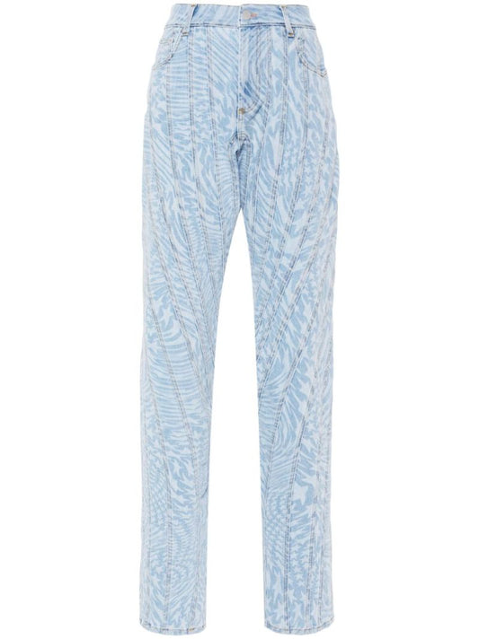 Blue Star-print Tapered Jeans