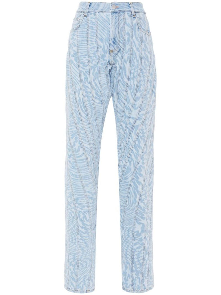 Blue Star-print Tapered Jeans