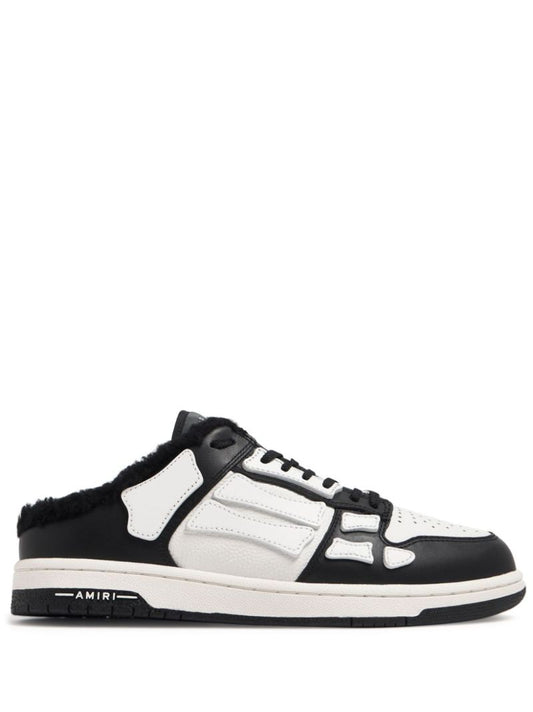 White and Black Skel Top Leather Mules