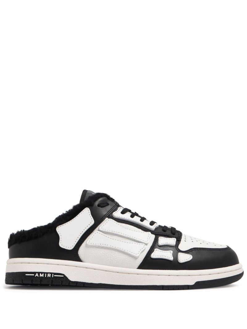 White and Black Skel Top Leather Mules