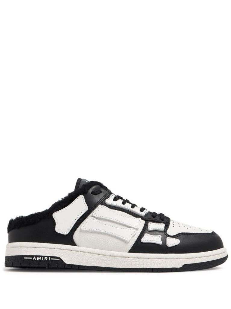 White and Black Skel Top Leather Mules