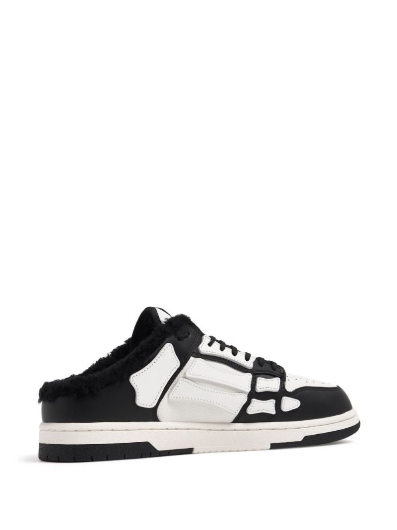 White and Black Skel Top Leather Mules