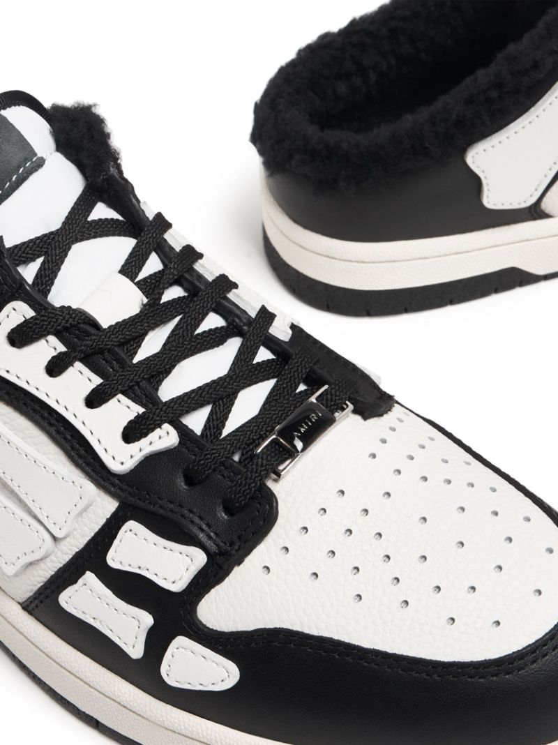 White and Black Skel Top Leather Mules