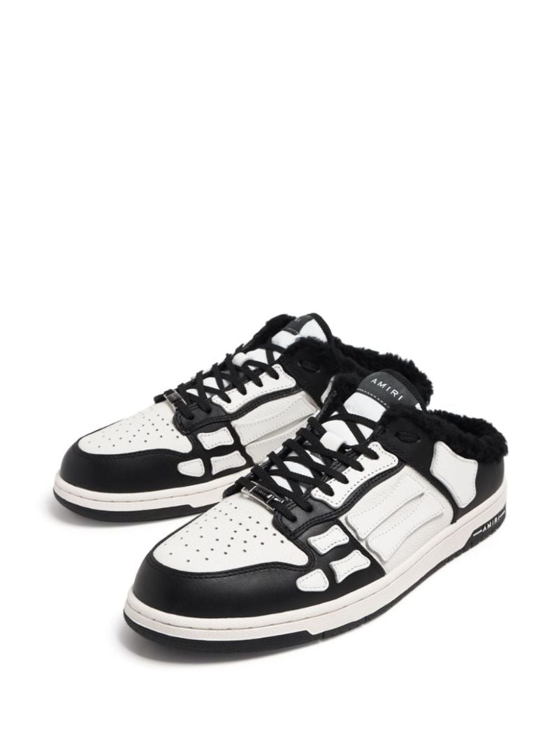 White and Black Skel Top Leather Mules