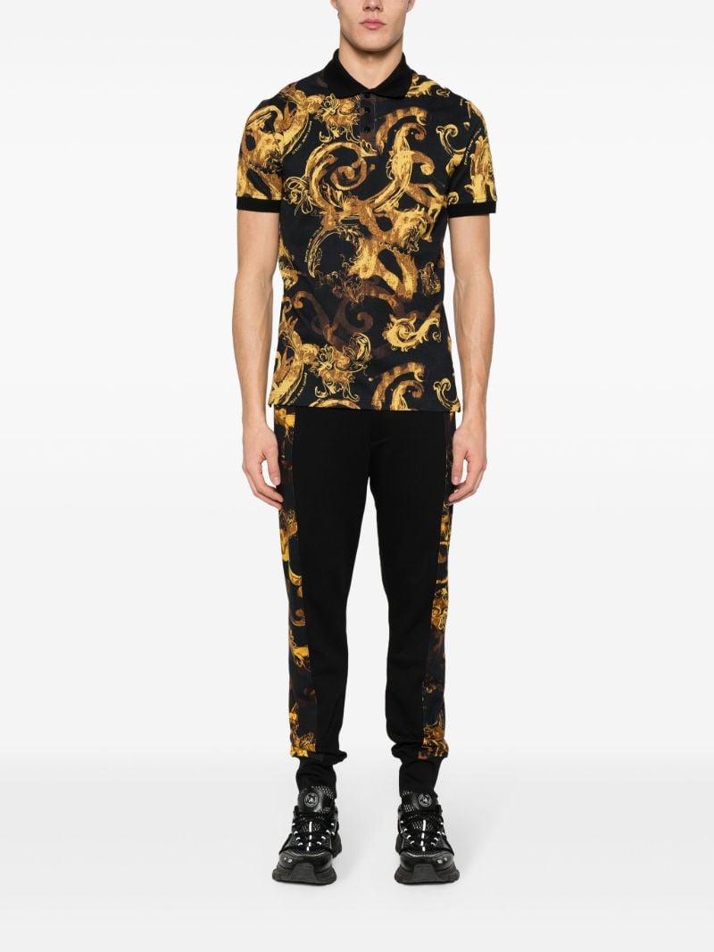 Black Watercolour Couture-print Polo Shirt