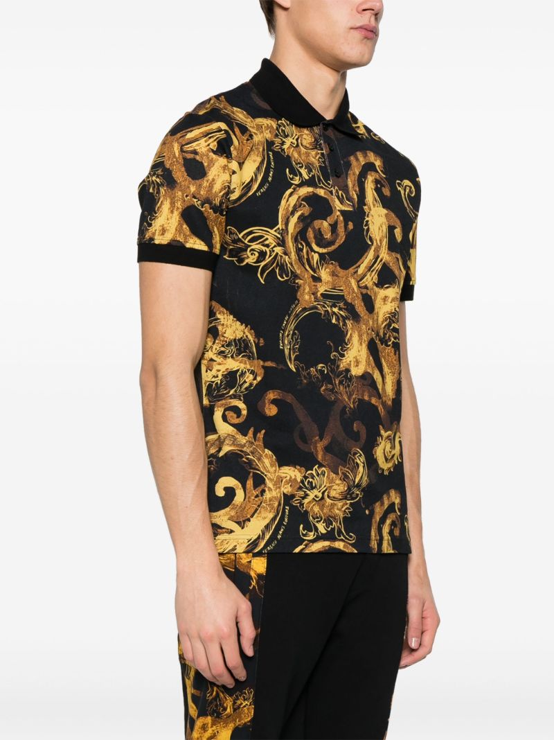 Black Watercolour Couture-print Polo Shirt