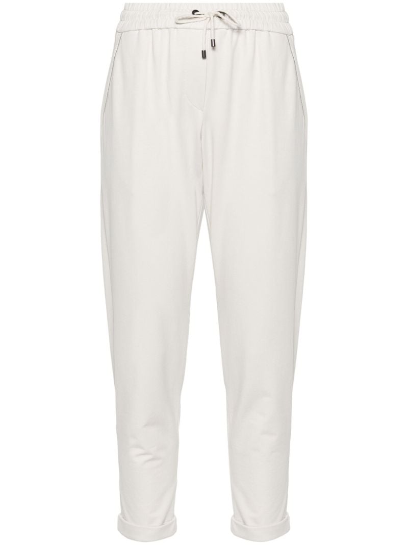 Neutral Monilli Chain-embellished Trousers