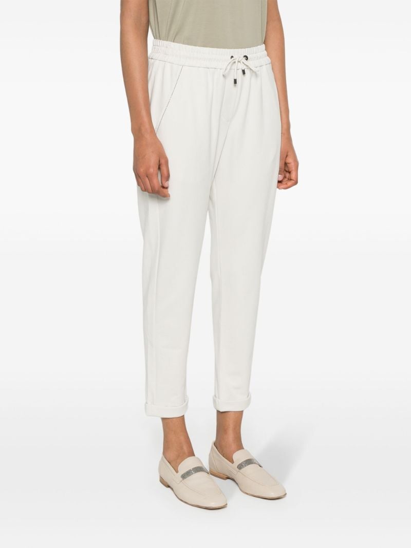 Neutral Monilli Chain-embellished Trousers